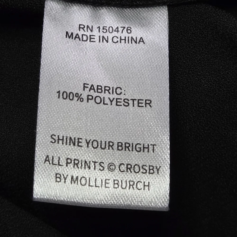 Crosby by Mollie Burch Black Sheer Puff Sleeves Statement Top Womens Medium